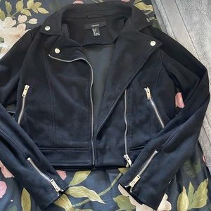 Faux Suede Cropped Moto Jacket